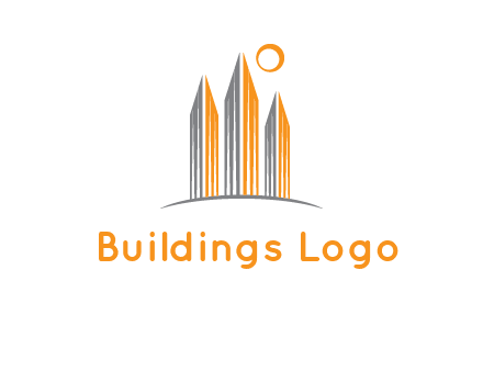abstract building with sun logo