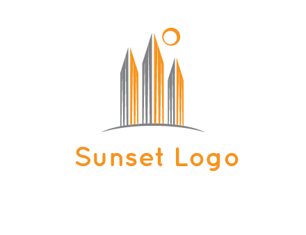 abstract building with sun logo