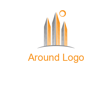 abstract building with sun logo