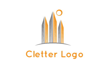 abstract building with sun logo
