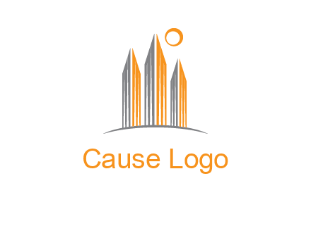 abstract building with sun logo