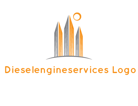 abstract building with sun logo