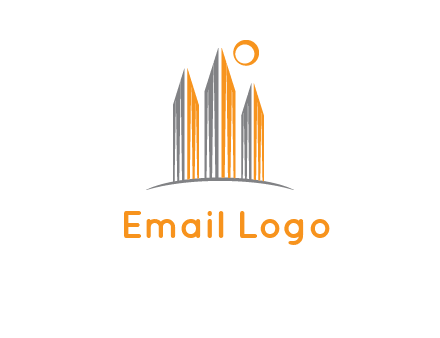 abstract building with sun logo