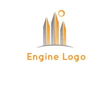 abstract building with sun logo