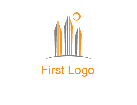 abstract building with sun logo