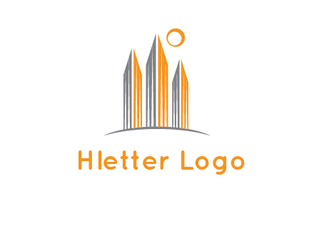 abstract building with sun logo