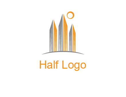 abstract building with sun logo