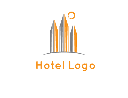 abstract building with sun logo