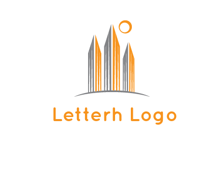 abstract building with sun logo