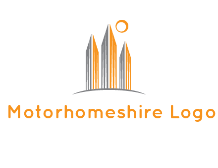 abstract building with sun logo