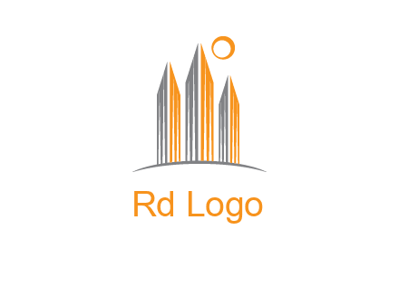 abstract building with sun logo