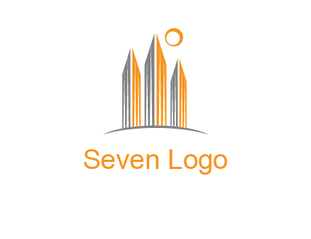 abstract building with sun logo