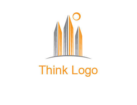 abstract building with sun logo