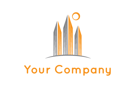 abstract building with sun logo