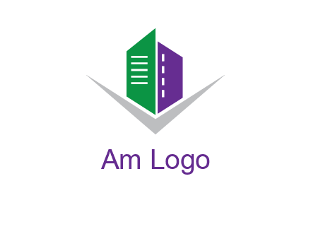 abstract building with letter v logo