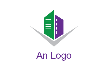 abstract building with letter v logo