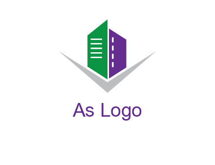 abstract building with letter v logo