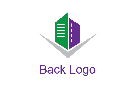 abstract building with letter v logo