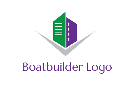 abstract building with letter v logo