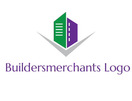 abstract building with letter v logo
