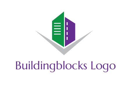 abstract building with letter v logo