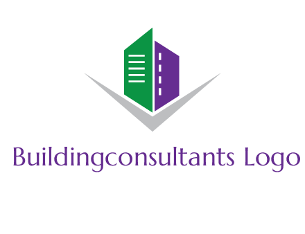 abstract building with letter v logo