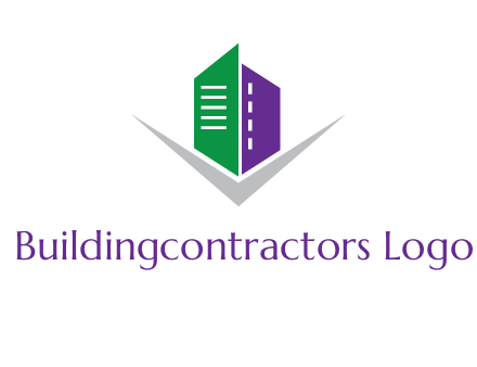 abstract building with letter v logo