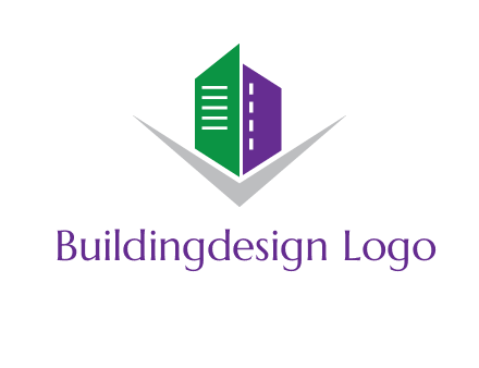 abstract building with letter v logo