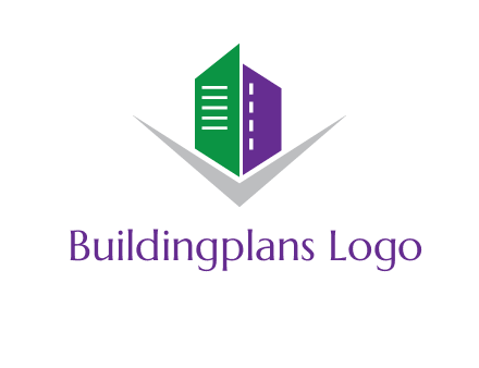 abstract building with letter v logo