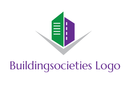 abstract building with letter v logo