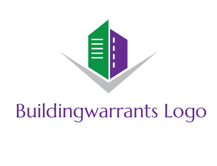 abstract building with letter v logo