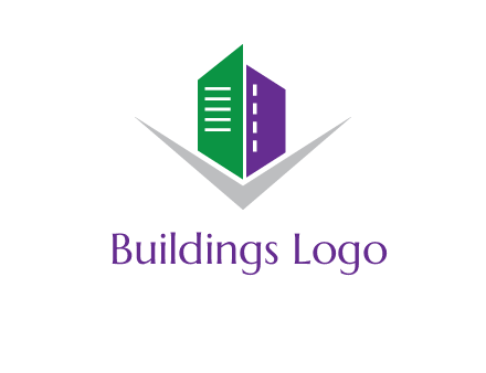 abstract building with letter v logo