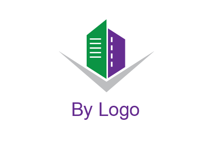 abstract building with letter v logo