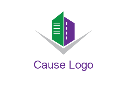 abstract building with letter v logo