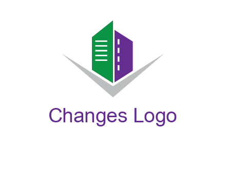abstract building with letter v logo