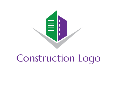 abstract building with letter v logo