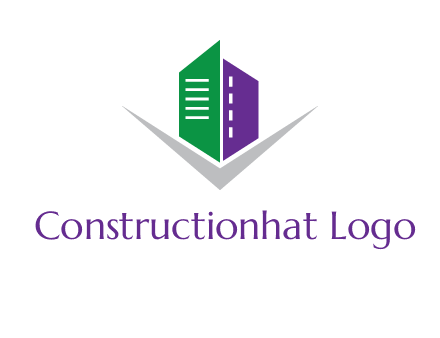 abstract building with letter v logo