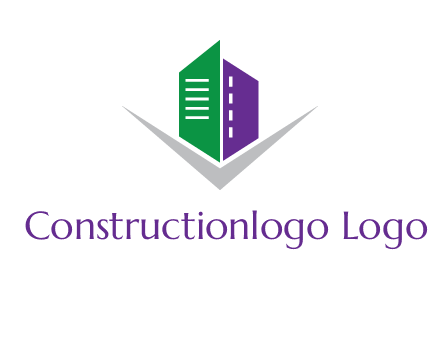 abstract building with letter v logo