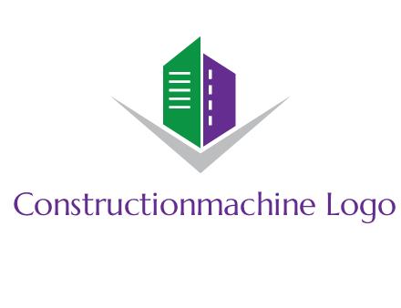 abstract building with letter v logo
