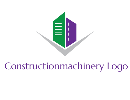 abstract building with letter v logo