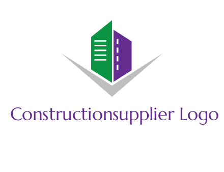 abstract building with letter v logo