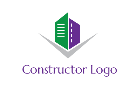 abstract building with letter v logo