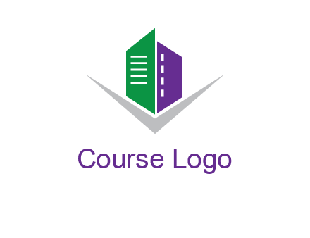 abstract building with letter v logo