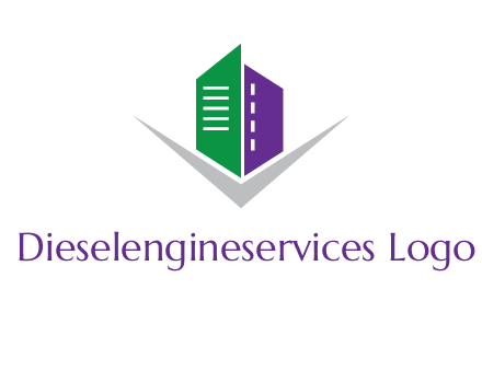 abstract building with letter v logo