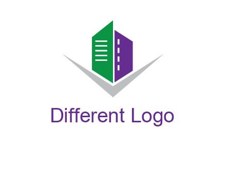 abstract building with letter v logo