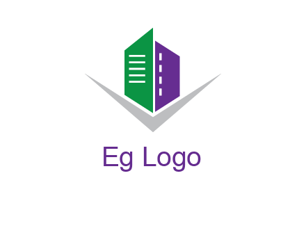 abstract building with letter v logo
