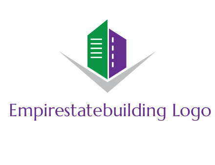 abstract building with letter v logo