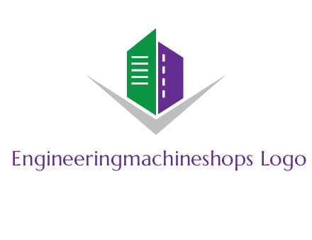 abstract building with letter v logo