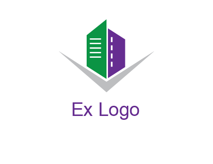 abstract building with letter v logo