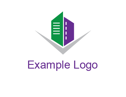 abstract building with letter v logo